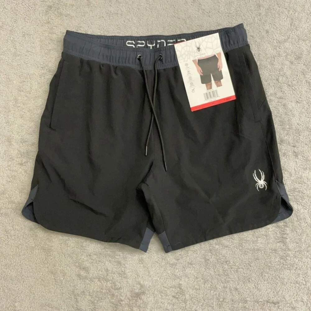 Spyder Men's M Swim Shorts Black Performance Athletic Shorts 7.5